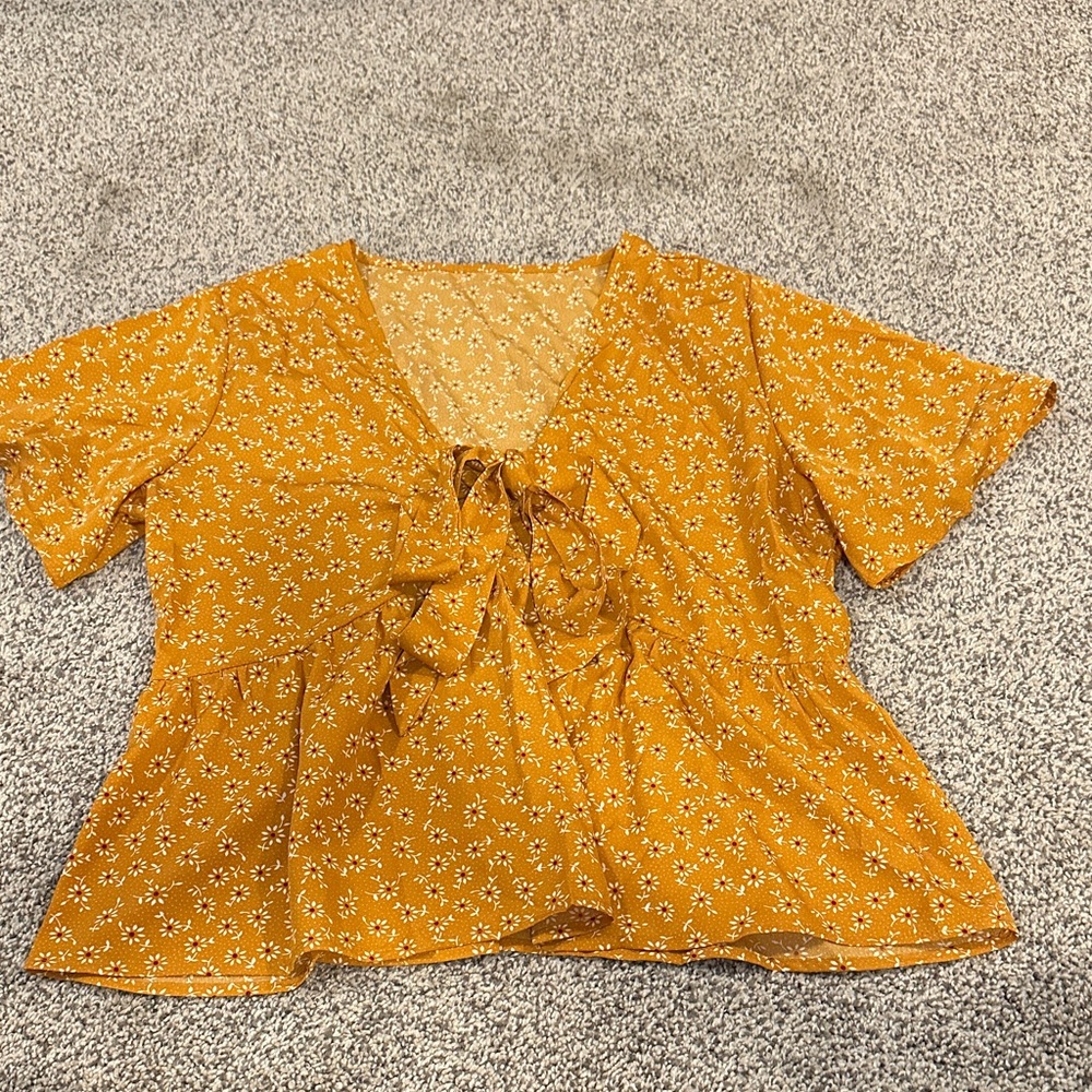 Mustard Floral Women's Blouse